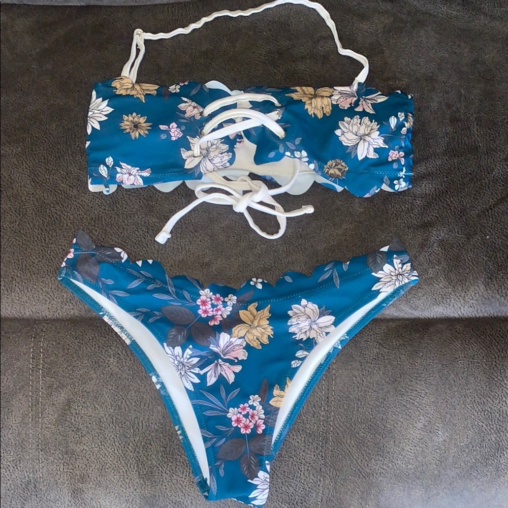 Floral Blue Bikini Set